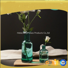 Wide Mouth Blue Glas Vase für Home Decoration mit Blume